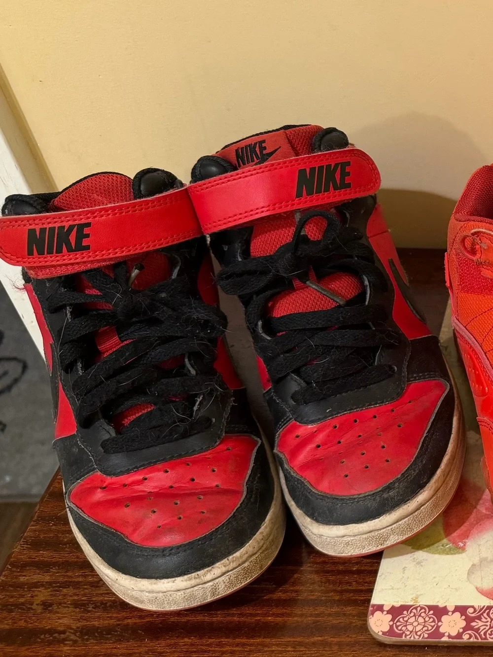Nike Kids Red and Black High-Top Sneakers